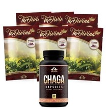 Chaga Capsules + Detox Tea All Organic Healthy Cleansing Formula 6 Weeks... - £122.86 GBP
