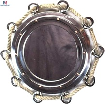 Big Silver Finish Porthole Mirror with Rope Nautical Ships Boat Decor - £232.13 GBP