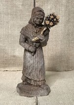 Vintage France Sic Resin Peasant Woman Carrying Wood Bundle Figurine Rustic - $14.85