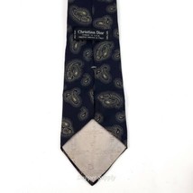 Christian Dior Designer Black Tan Paisley Mens Tie 100% Silk - £11.96 GBP