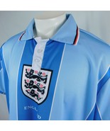 England National Soccer Football Men Blue Polo Shirt 3 Lion Crest Sz 3XL - £34.61 GBP