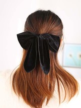 Scunci Everyday Scrunchie Soft Velvet Black Bow Tie New - $10.29