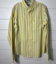 Abercrombie Fitch Muscle Yellow/Blue Striped Button Down Shirt Men Large UGC - £11.40 GBP