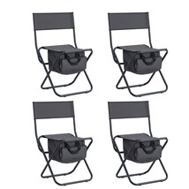 4-piece Folding Outdoor Chair with Storage Bag, Portable Chair for indoor - Grey - £94.03 GBP