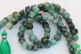 8 inches long strand faceted emerald cube gemstone cube beads, 5 MM -- 6 MM , na - £25.07 GBP