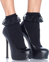 Black Lace Top Anklet Socks Fancy Dress 50s 60s Rockabilly Sock Hop Minnie Mouse - £7.82 GBP