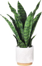 Artificial Snake Plants 16&quot; with White Ceramic Pot Sansevieria Plant Fake Snake  - £44.80 GBP