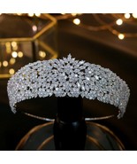  Queen Tiaras Big Crowns Fashion Water Droplet Zirconia Cube Bride Cz Zi... - £120.60 GBP