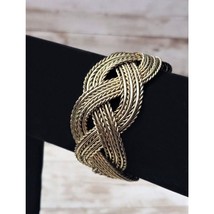 Vintage Bracelet / Bangle / Cuff - Pretty Woven Pattern Gold Tone - $16.99