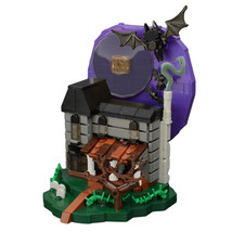 Spooky Haunted Manor Haunted House with Purple Sky Full Moon and Bats 574 Pieces - £27.80 GBP