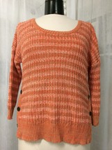 Lucky Brand Women&#39;s Sweater Orange Striped Knit 3/4 Sleeve Sweater Size ... - $24.74