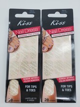 2 x KISS Dress 28 Nail Polish Strips For Tips Nail Toes Bone White Gold KDS26X - £5.50 GBP