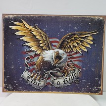 Vintage Love To Ride Eagle Distressed Metal Sign 16x12 Inch - €20,54 EUR