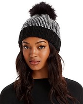 Aqua Pom Pom Knit Hat Black, One Size - £34.40 GBP