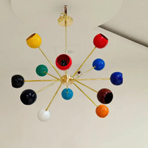 Mid Century Sputnik Eyeball Shaped Ceiling Chandelier Light Fixture Modern Brass - £439.15 GBP