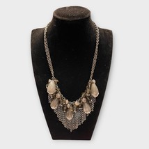 LIA SOPHIA pewter &amp; gray statement bead and chain necklace - £19.05 GBP