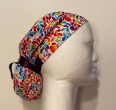 Multi-color Abstract Floral Euro Style Scrub Cap, CRNA, Medical, Food Se... - $20.00