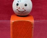 ALL WOOD Fisher Price Little People Smiley NO Hair Boy Red Square Vintage - £9.46 GBP