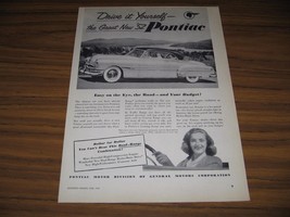1952 Print Ad Pontiac 2-Door Silver Streak Beauty Drive it Yourself - $14.53