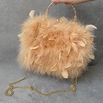 Jxwatcher  Ostrich Feather Party Evening Clutch Bag Women Wedding Handbag Fashio - £95.62 GBP