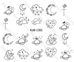 Nail Art Water Transfer Stickers love moon cloud girl on the moon heart KoB-1301 - $2.99