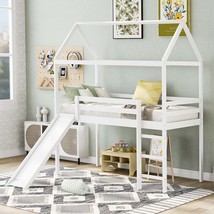 Twin Loft Bed with Slide, House Bed - White - $308.99