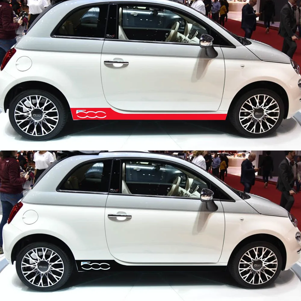  for fiat 500 abarth tuning accessories graphics racing styling side stripes skirt auto thumb200