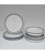 Dansk Christianshavn Blue 4-Salad Plates 3-Rim Soup Bowl - $1,295.30 MXN