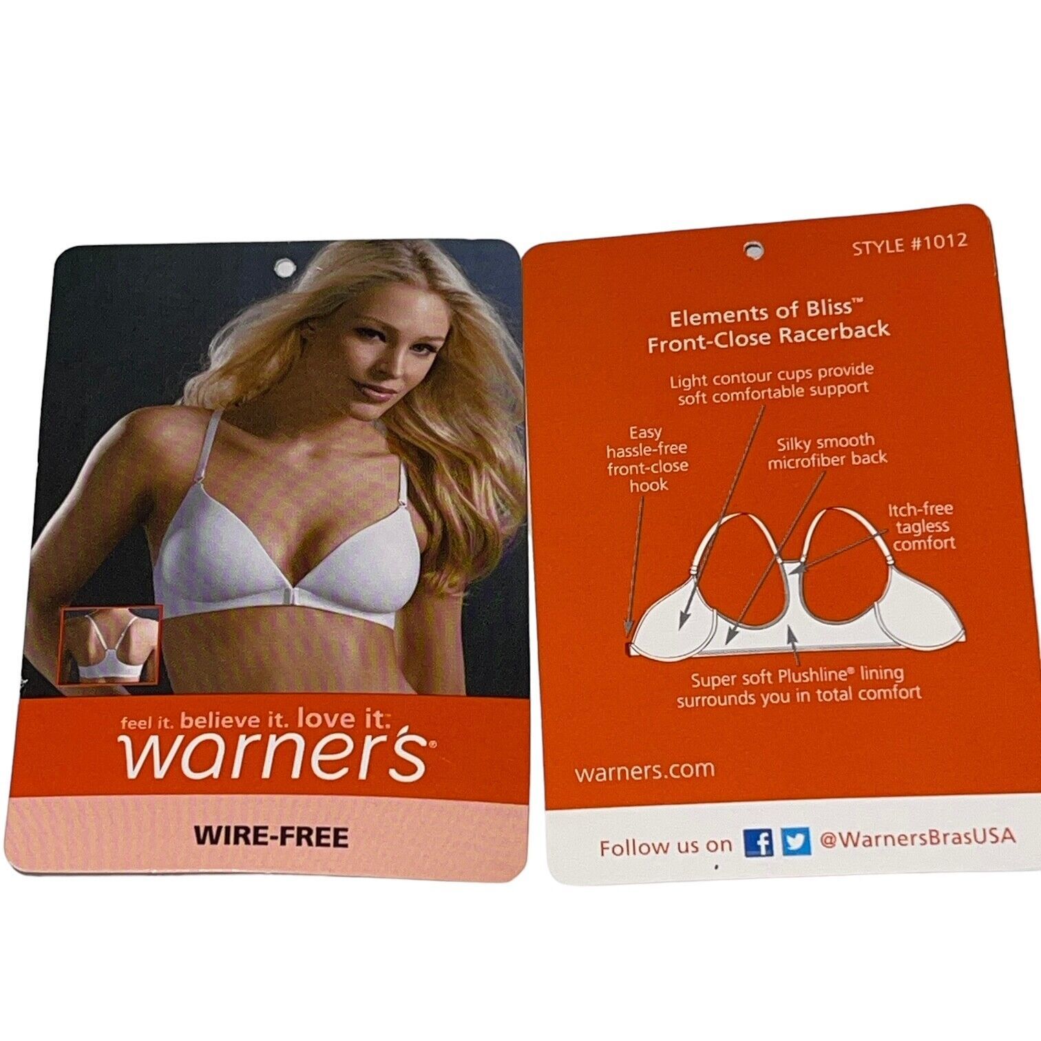 Warner's Bra Underwire with Lift Lace Floral Contour Bow No Side