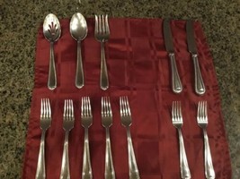 Lenox Bead 12 Piece Stainless Flatware  Forks Spoons Knives Serving Spoo... - £69.55 GBP