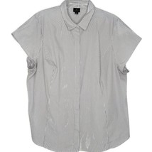Worthington Womens Blouse Size 3X Short Sleeve Hidden Button Front Gray Stripe - £11.07 GBP