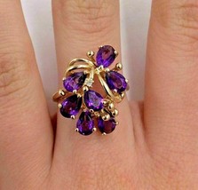 3Ct Pear Cut Simulated Amethyst Engagement Ring Gold Plated 925 Silver - £90.78 GBP