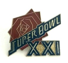 1987 NFL Super Bowl XXI Silver Tone Enamel Lapel Pin Rose Bowl California VTG - $11.99
