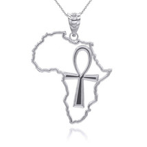 .925 Sterling Silver African Continent Egyptian Ankh Pendant Necklace - £26.51 GBP+