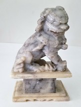 Vintage One Carved Chinese Foo Fu Dog Lion  4 lbs. 7 1/2&quot; tall. On platform. - £19.38 GBP