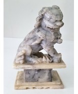 Vintage One Carved Chinese Foo Fu Dog Lion  4 lbs. 7 1/2&quot; tall. On platf... - £19.11 GBP