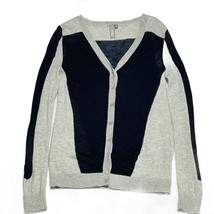 SI-IAE Cashmere Cardigan Deep V-Neck Color Block Sweater in Gray Womens Size XS - £21.57 GBP