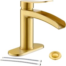 Phiestina Single Handle Waterfall Faucet For Bathroom Sink In Brushed Gold, Bg - £58.59 GBP