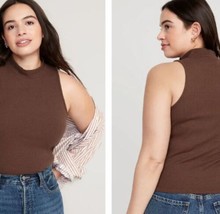 Old Navy Womens Ribbed Brown Mock-Neck Sleeveless Top XL BNWT - $14.95