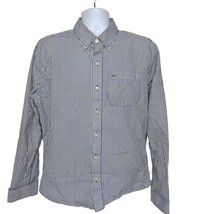 Abercrombie Fitch Mens Muscle Button Up Shirt XXL Blue White Striped Lon... - £27.86 GBP