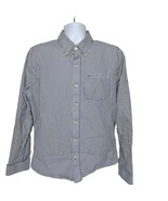 Abercrombie Fitch Mens Muscle Button Up Shirt XXL Blue White Striped Lon... - £27.74 GBP