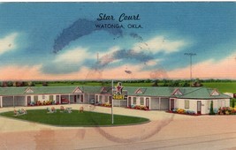 Star Court Watonga Oklahoma Unposted Linen Postcard Spotty Vintage - £7.42 GBP