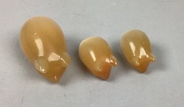 Vintage 1960’s Russian Orange Peach Selenite Moonstone Hand Carved 3 Little Pigs - $14.85