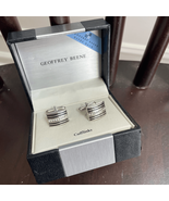 NIB Geoffrey Beene Cufflinks Medal Man Silver Black Rhinestone - $24.97 CAD