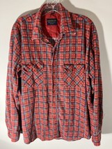 Vintage Men&#39;s Oakbrook Brown/Navy Blue/Beige Plaid Long Sleeve 17XL 17.5... - $17.77