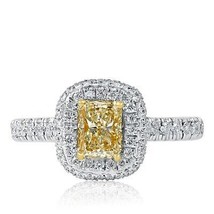 Pedida 1.19 TCW Radiante Débil Amarillo Anillo de Compromiso Diamante 18k Oro - £1,737.13 GBP