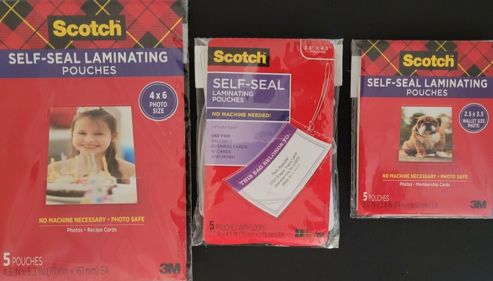 Self-Seal Laminating Pouches Photos Cards Luggage Tags 5/Pk, Select Lami... - $3.95+