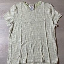 Talbots Womens XL Short Sleeve Crew Neck Shirt Top Striped Light Green W... - $9.97