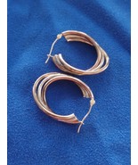 925 Sterling Silver Tricolor Hoop Earrings Free Shipping  - $442.09 MXN