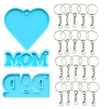 3Pcs Mother&#39;s Day Birthday DAD Pendant Mould Soap Bar Key Chain Silicone... - $14.12